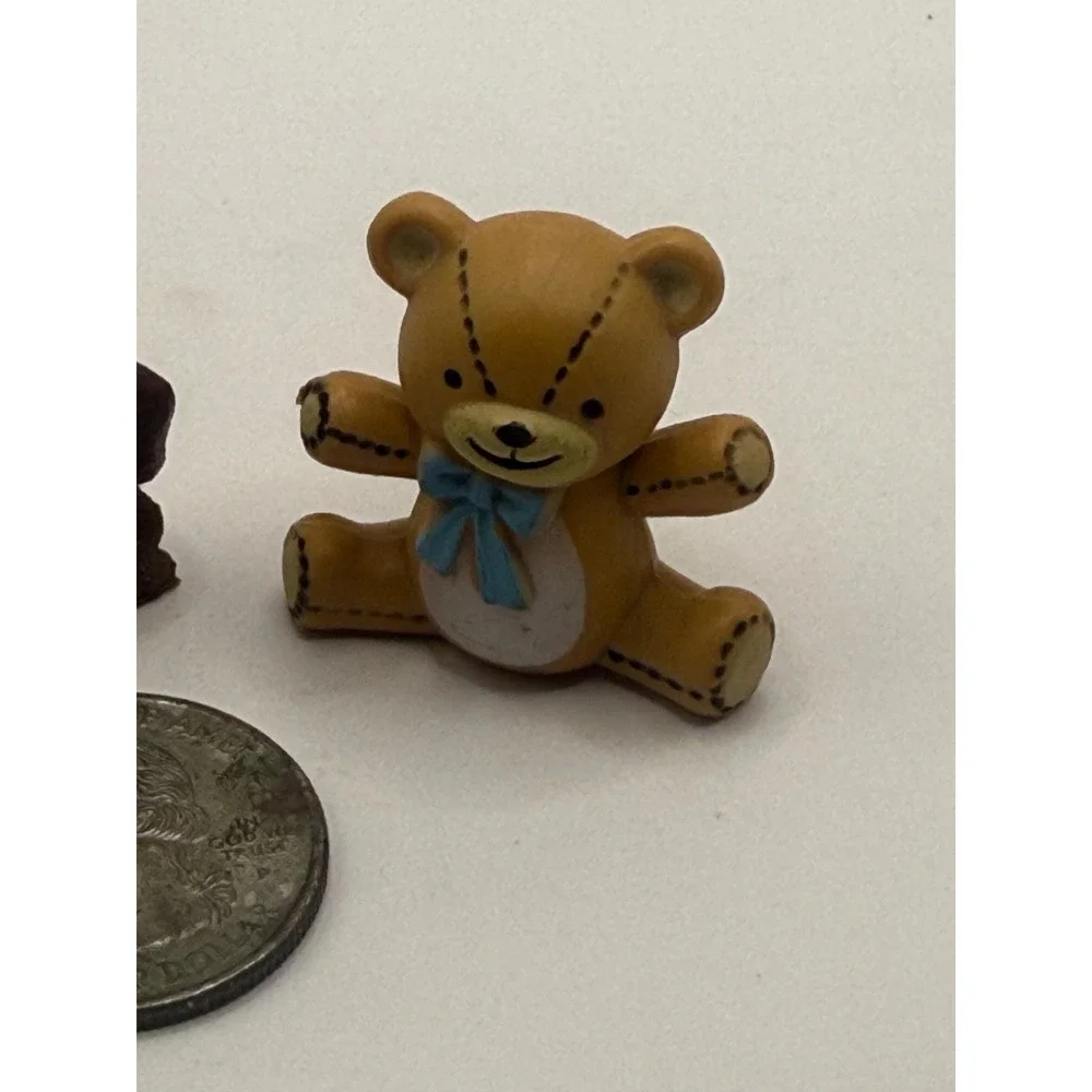 VTG Mini Teddy Bear‎ Figurines Lot – Small Resin Bears – Dollhouse Size Set of 3